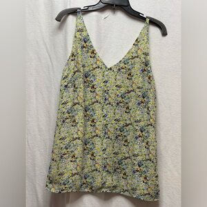 CAbi Yellow Floral V-Neck Camisole with Multicolor Print
